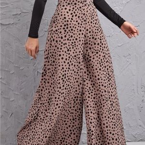 Speckled Print High-Rise Wide Leg Pants